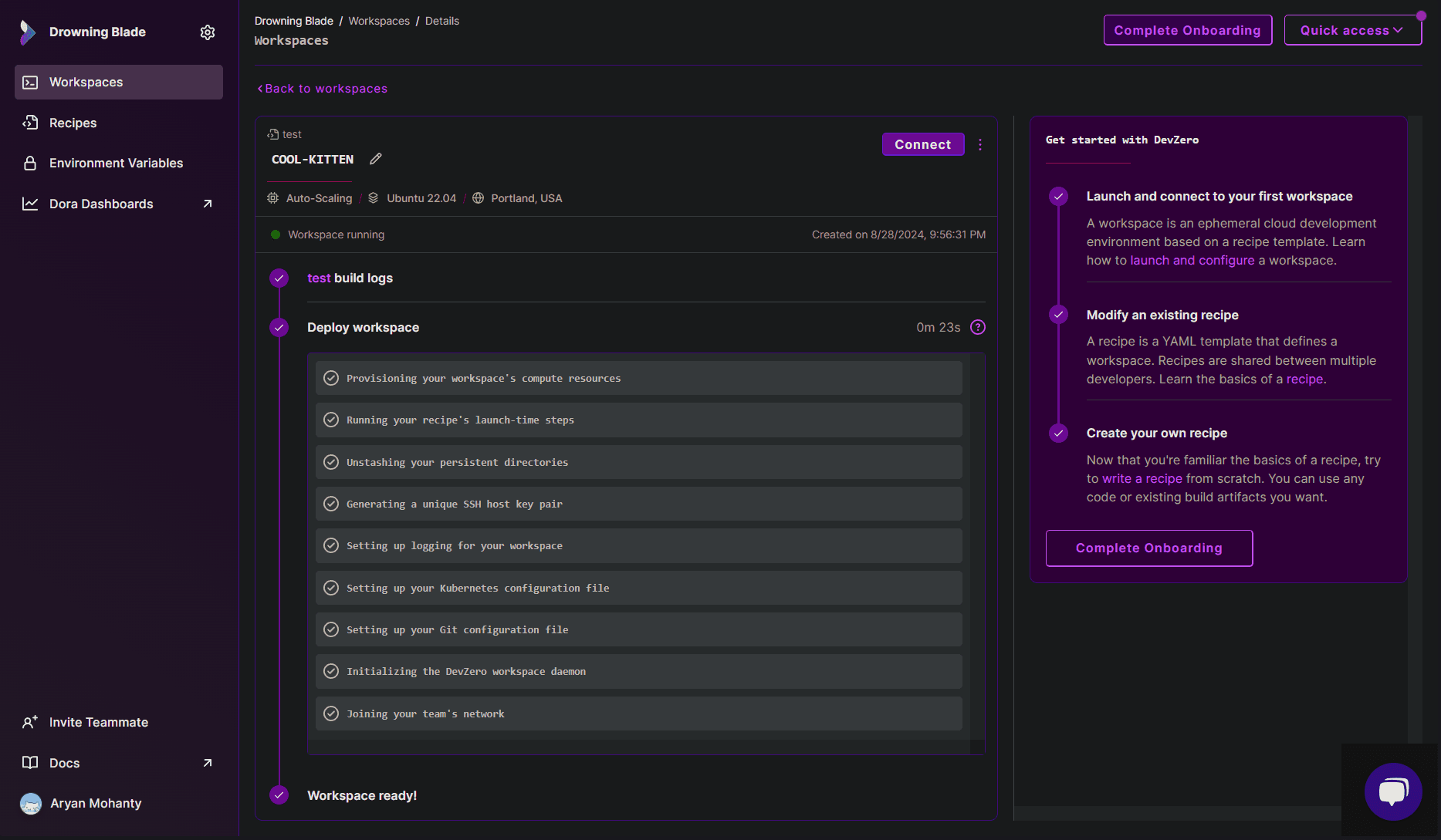 DevZero Workspace Creation