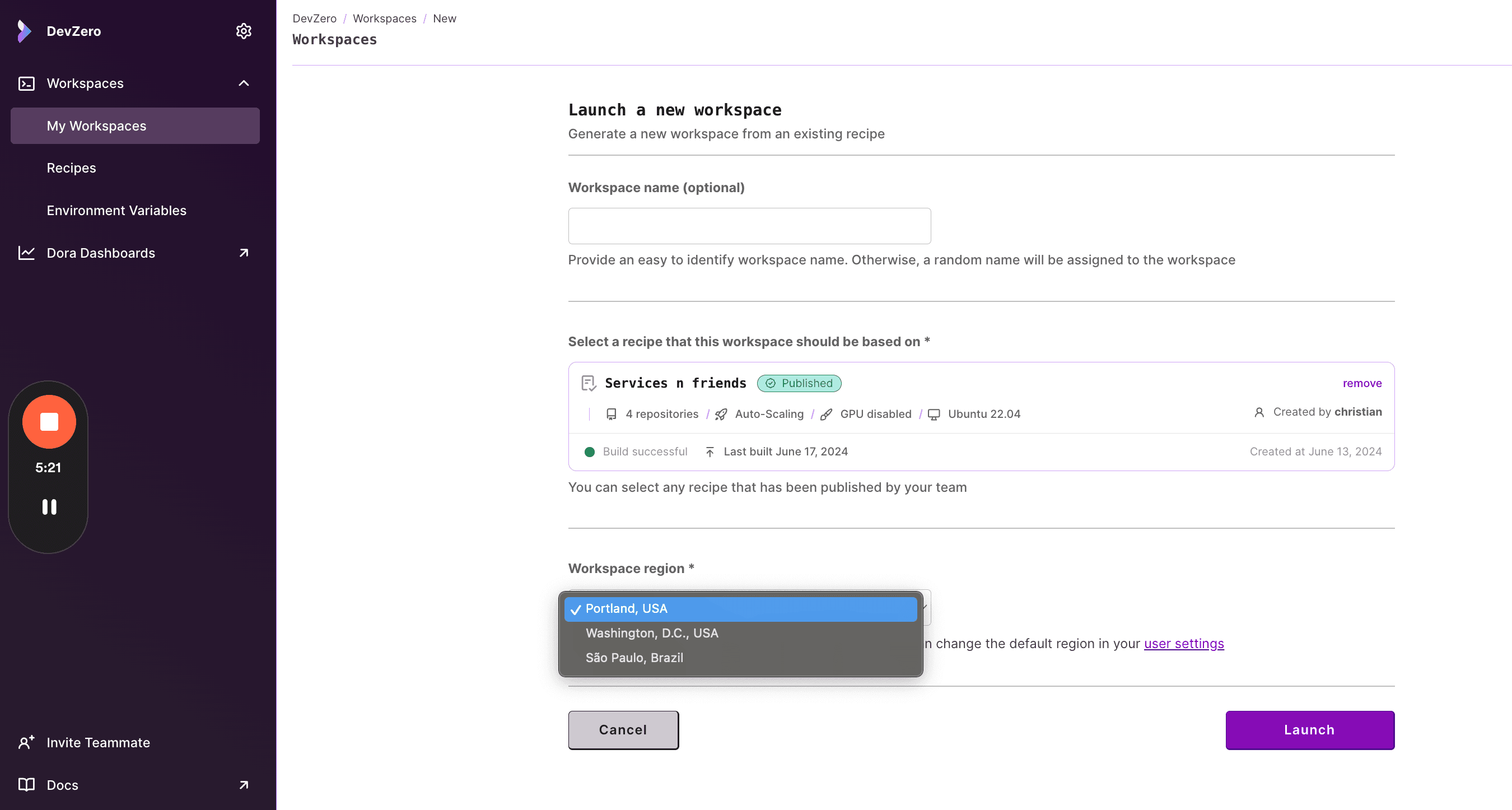 Region selector