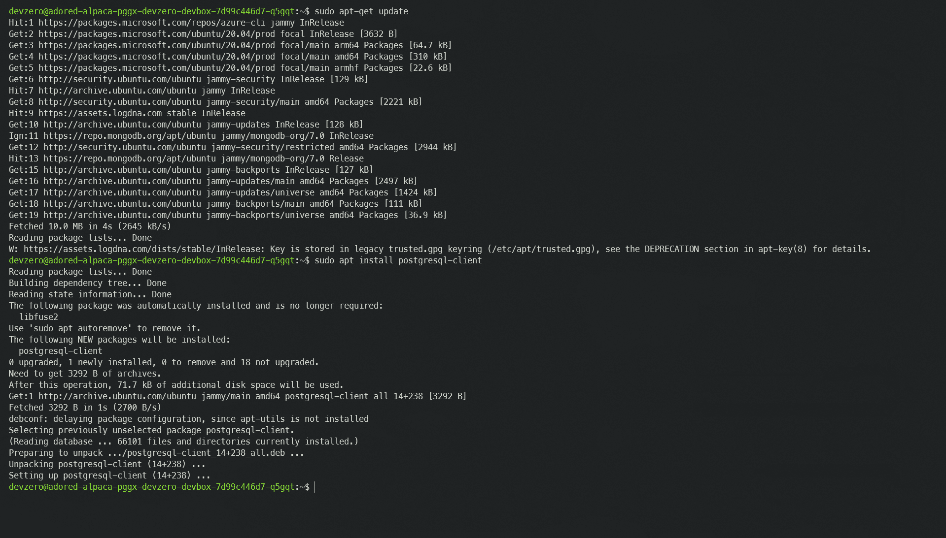 Postgres client install