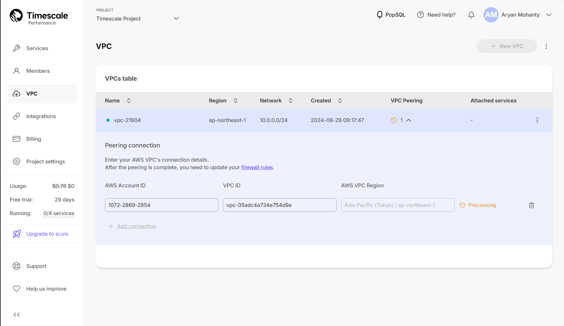 Timescale VPC