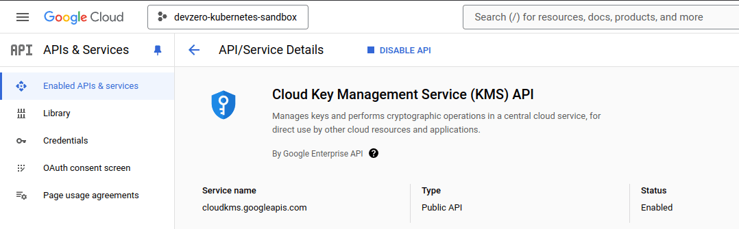 GCP KMS API