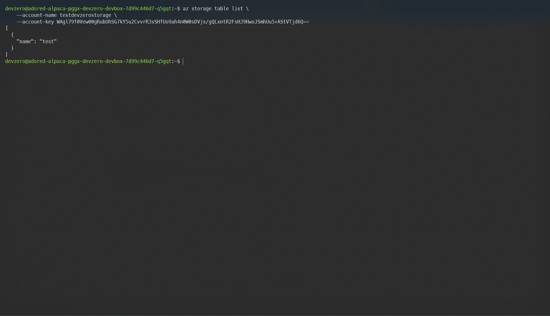 Azure Table Storage List