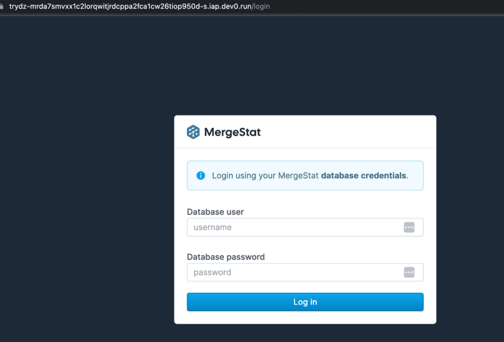 Mergestat login page
