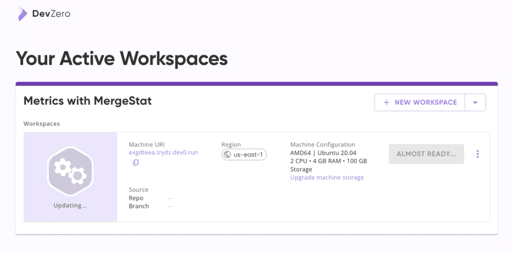 MergeStat workspace creation in progress
